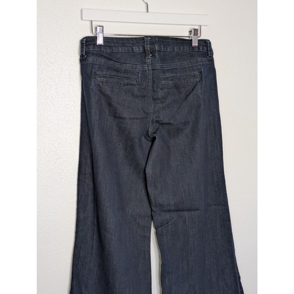Apt. 9 Jeans Sz 6 Womens Dark Blue Pants Mid Rise Stretch Ladies Wide Leg Denim - Picture 7 of 10
